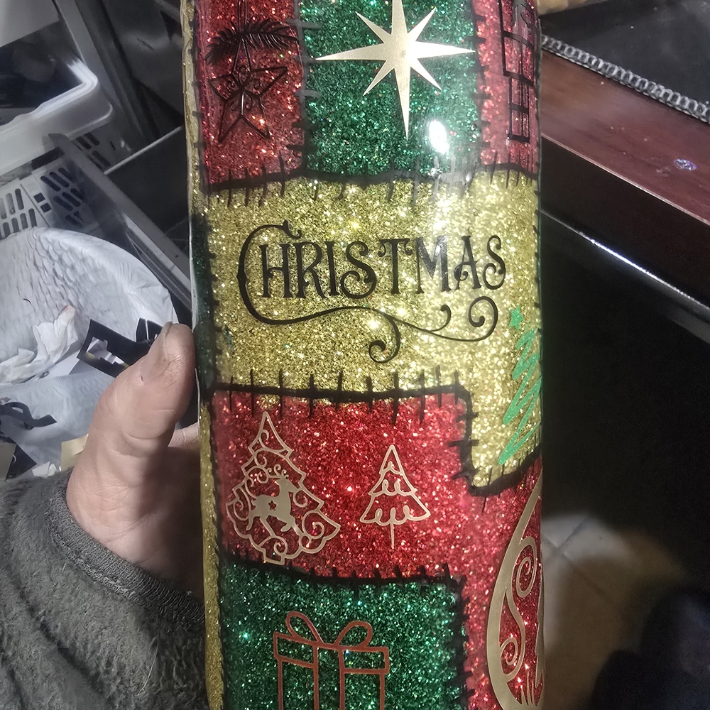 Festive Christmas Glitter Tumbler